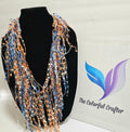Crocheted Blue and Orange Infinity Scarf: Sports Fan Necklace