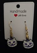 Halloween white cat earrings
