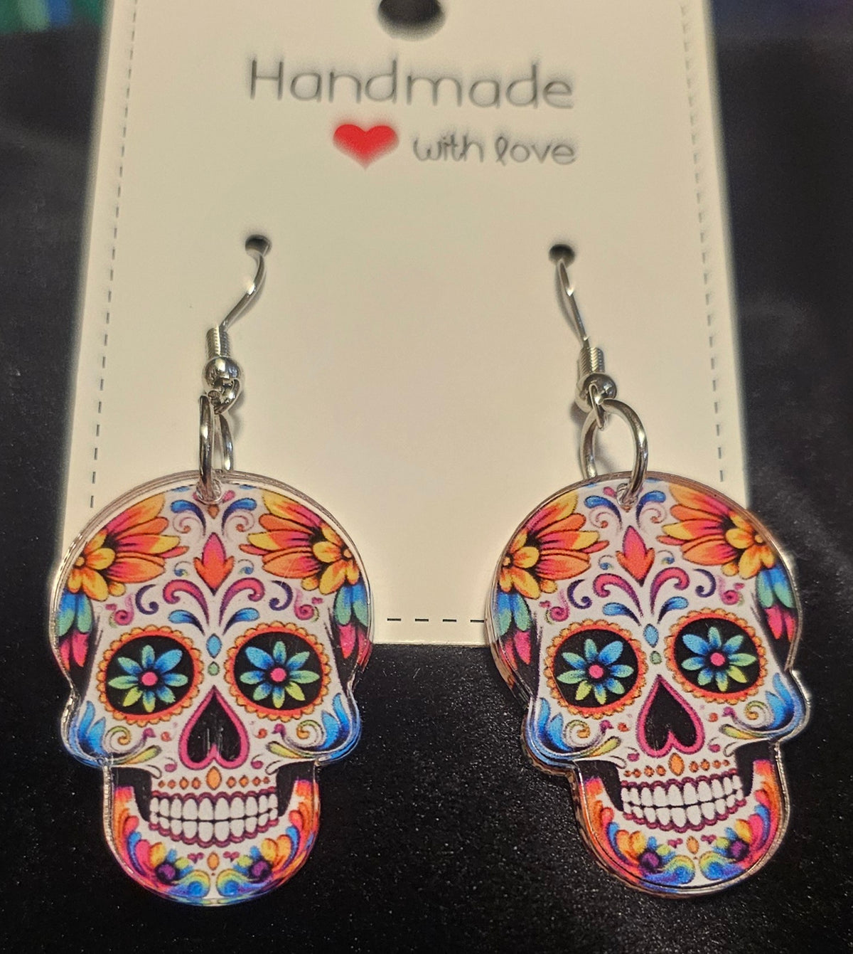 Halloween Sugar Skull acrylic earrings