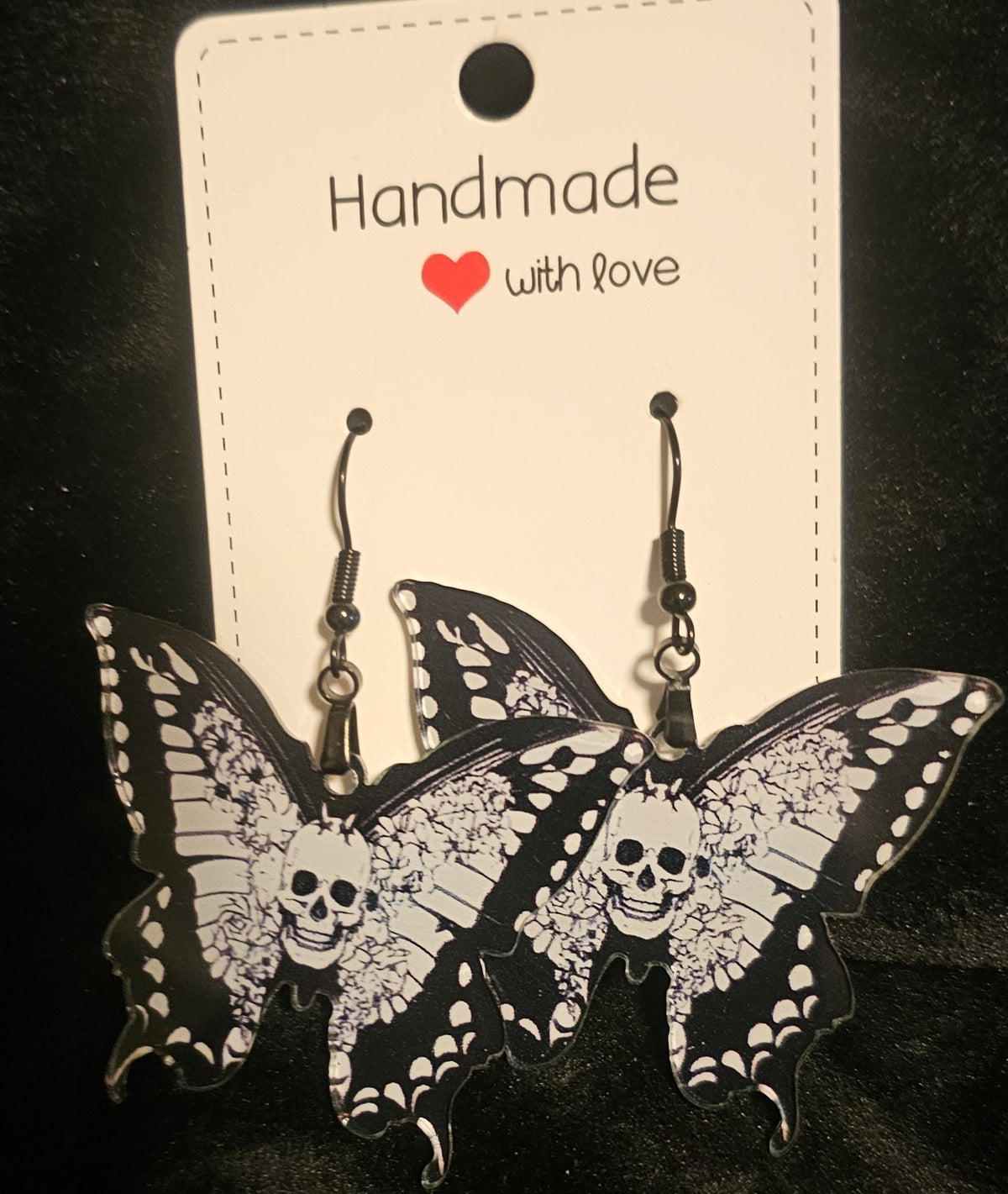 Halloween Large Skull Butterfly earrings