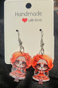 Halloween Sugar Skull girl acrylic earrings
