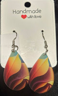Acrylic tear drop earrings  earth tone