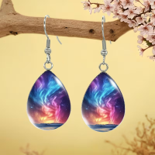Glass cabochon tear drop earrings multicolored