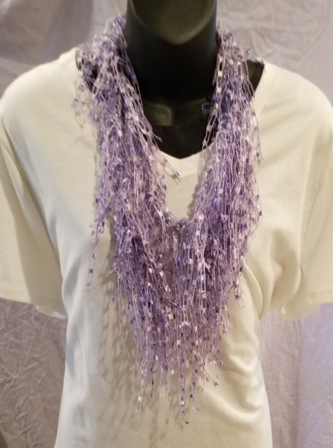 Crocheted Pale Lilac Infinity Scarf/ Necklace
