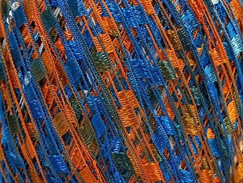 Crocheted Blue and Orange Infinity Scarf: Sports Fan Necklace