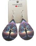 Acrylic tree tear drop earrings