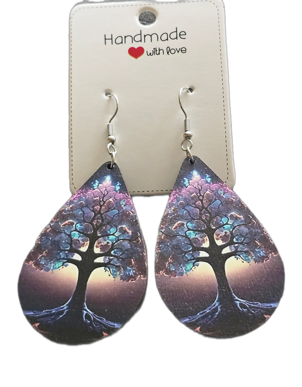 Acrylic tree tear drop earrings